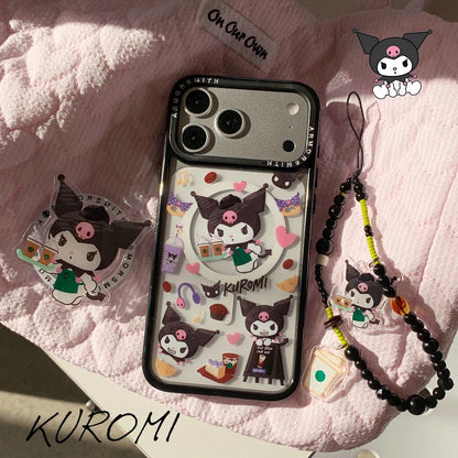 Cute Cartoon Sanrio Kuromi Magnetic Holder Magsafe Wireless Charge Phone Case For iPhone