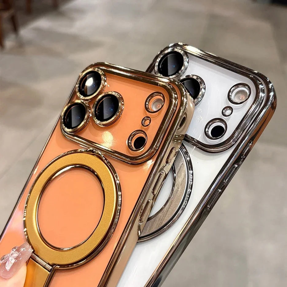 For Magsafe Plating Bracket Stand Case  For iPhone