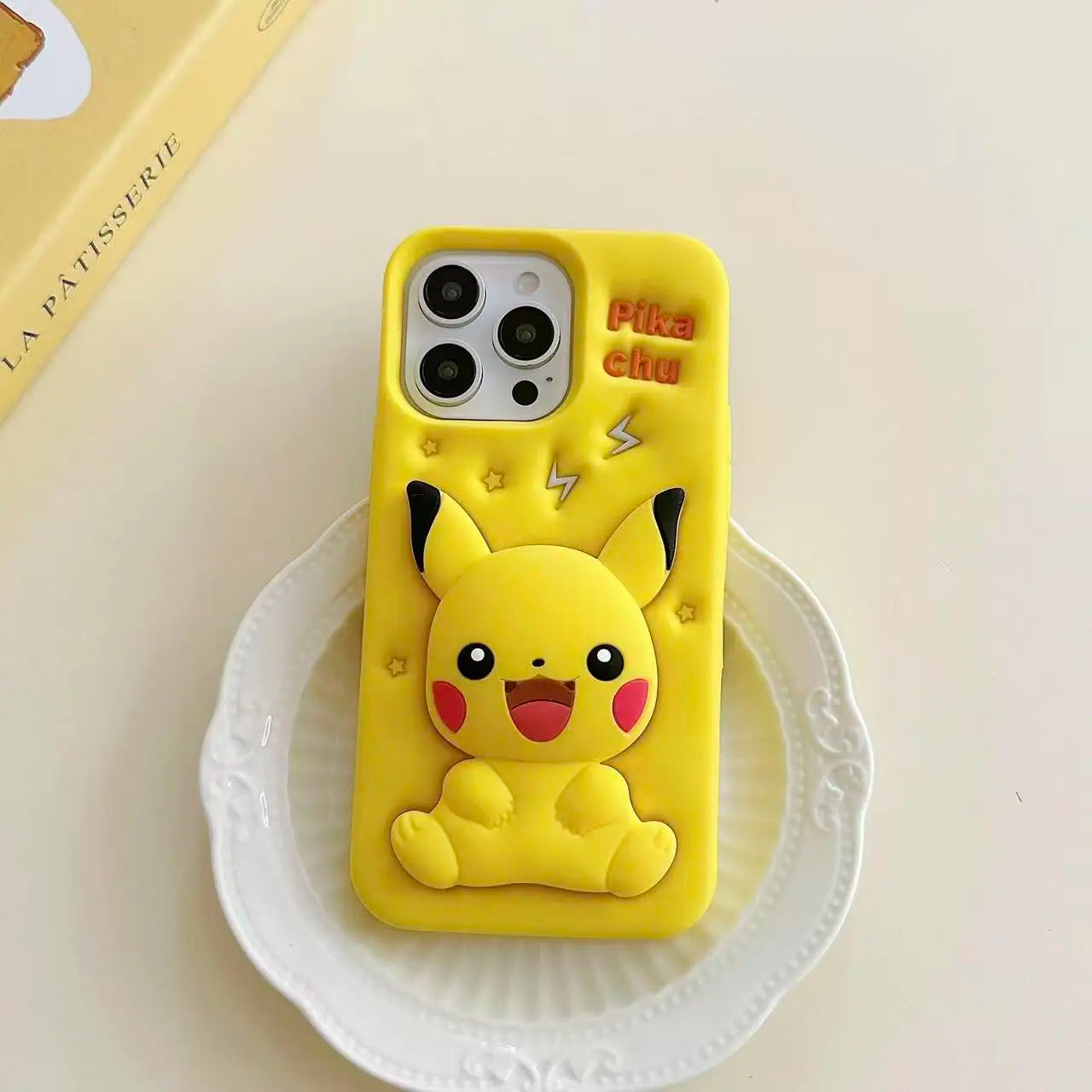 3D Cartoon Pikachu Stand Phone Case For iPhone
