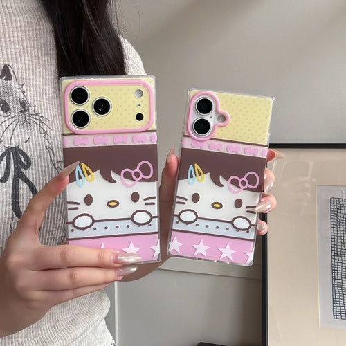 Cute Pink Square Hello Kitty Phone Case For iPhone