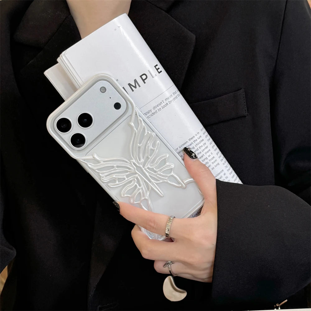 Orange 3D Butterfly Hollow Dissipate Heat Phone Case For iPhone