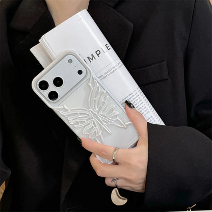 Orange 3D Butterfly Hollow Dissipate Heat Phone Case For iPhone