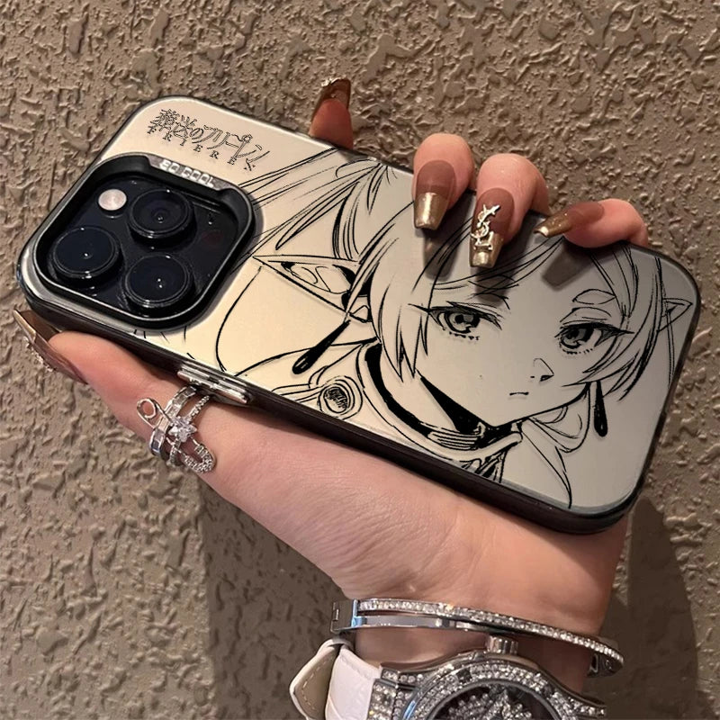 Anime Frieren Couple Hard Plating PC Case For iPhone