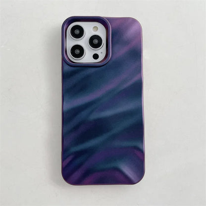 Luxury Solid Color Fold Wrinkle Wavy Phone Case For iPhone
