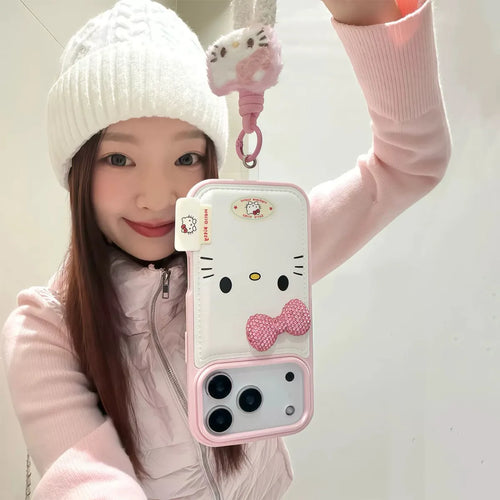 Kawaii Sanrio HelloKitty Plush Strap Phone Case For iPhone