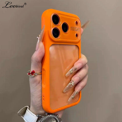 Luxury Candy Color Large Window Clear Phone Case  For iPhone
