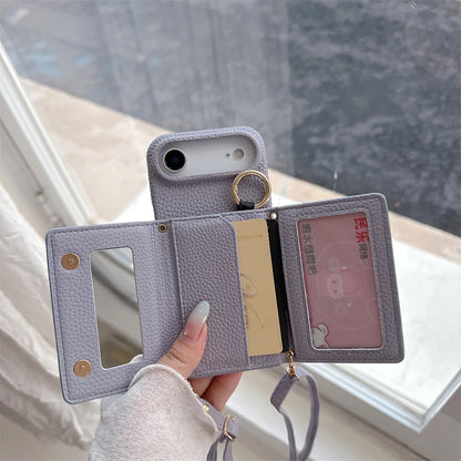 Crossbody Lanyard Card Slot Holder Case For iPhone