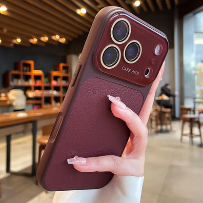 Luxury Lichee Leather Large Window Case For iPhone