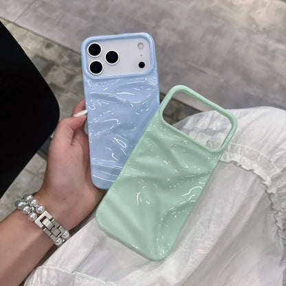 Candy Color Ripple Texture Glossy Phone Case For iPhone