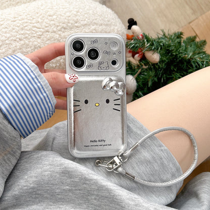 Silver Skin Kitty Three Dimensional Bow Phone Case