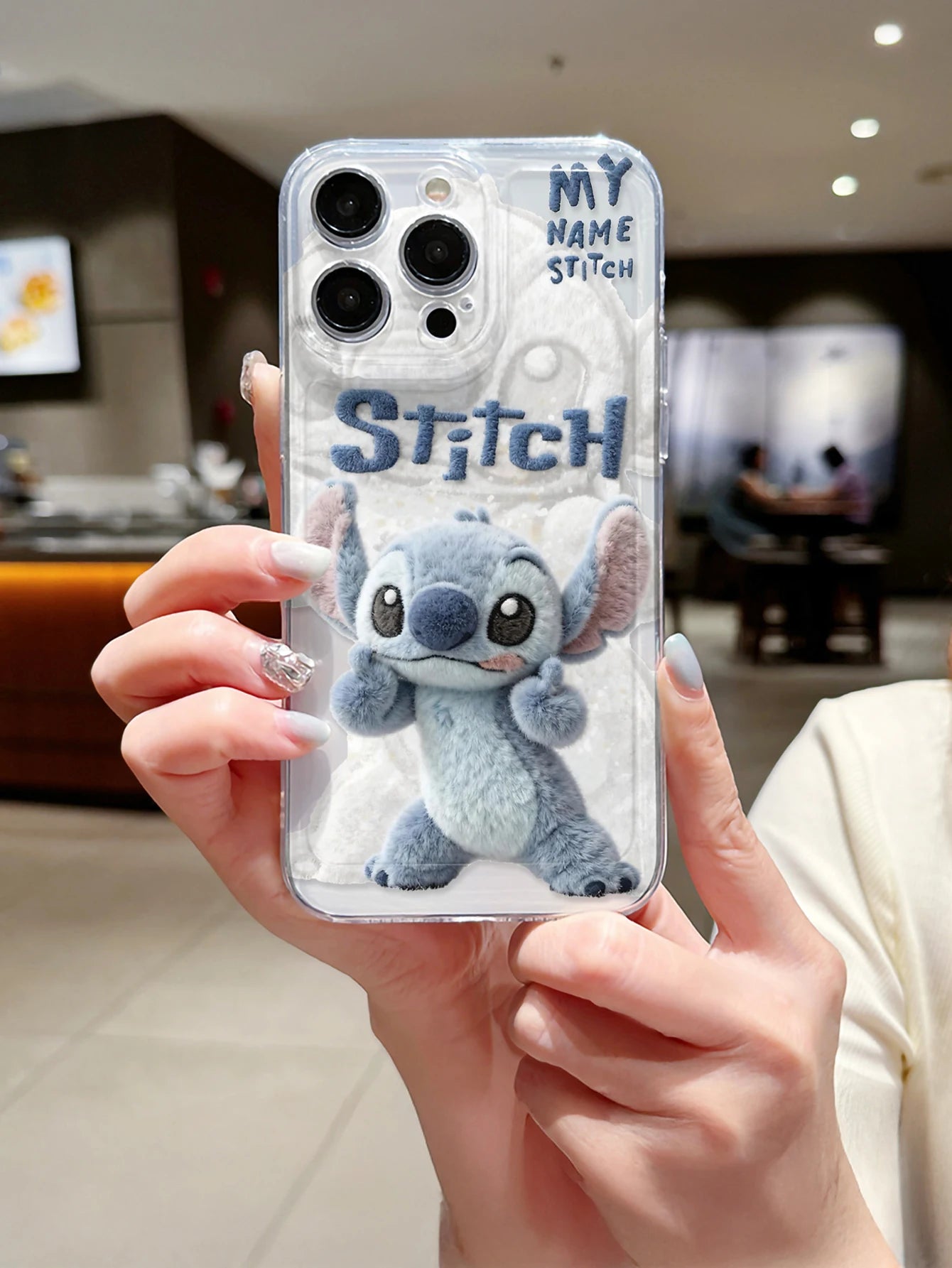 Disney Plush Stitch Love Phone Case Shockproof Cover  For iPhone