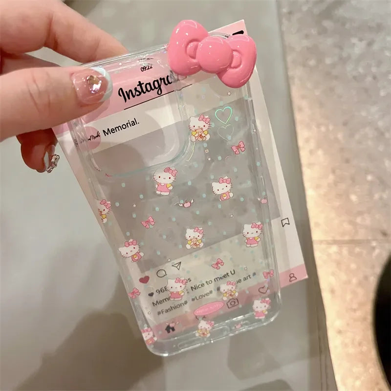 Hello Kitty Pink Bow 3D Kawaii Phone Case For iPhone