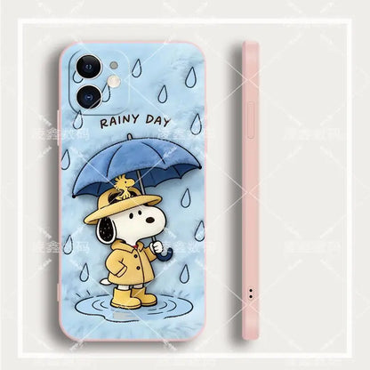 Cute Cartoon Anime Lucky Snoopy TPU All Covered Soft Phone Case Anti-drop For iPhone