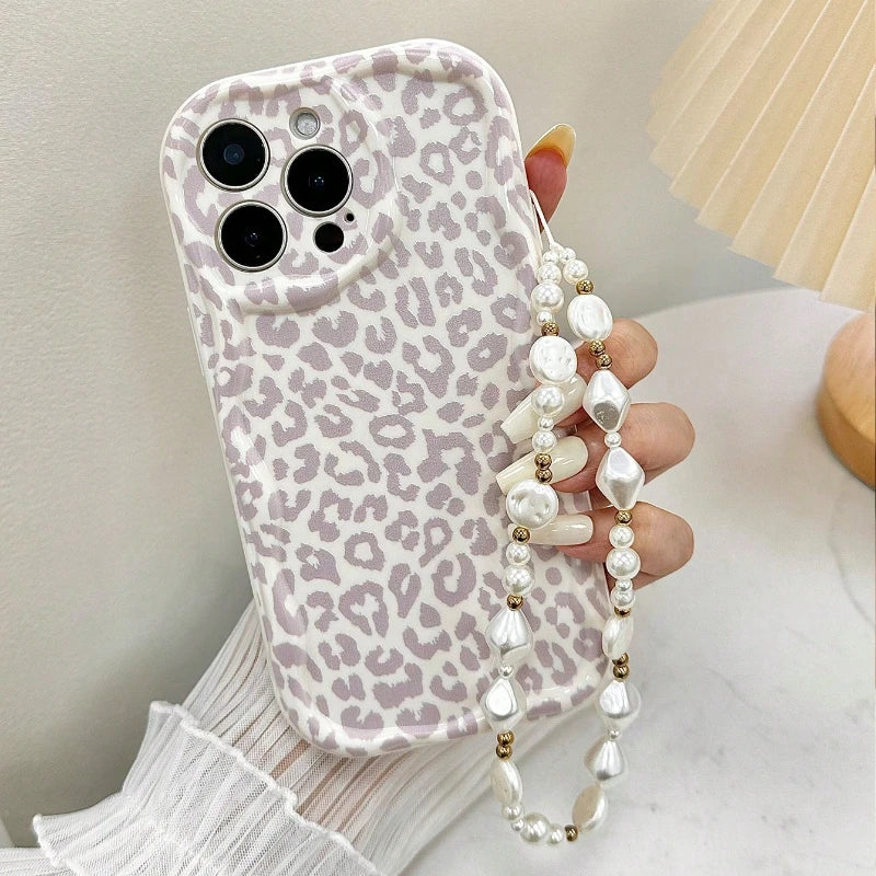 Fashion Leopard Pattern Cream Wave-Shaped Phone Case For iPhone