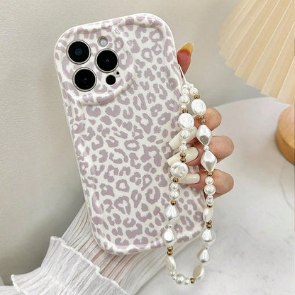 Fashion Leopard Pattern Cream Wave-Shaped Phone Case For iPhone