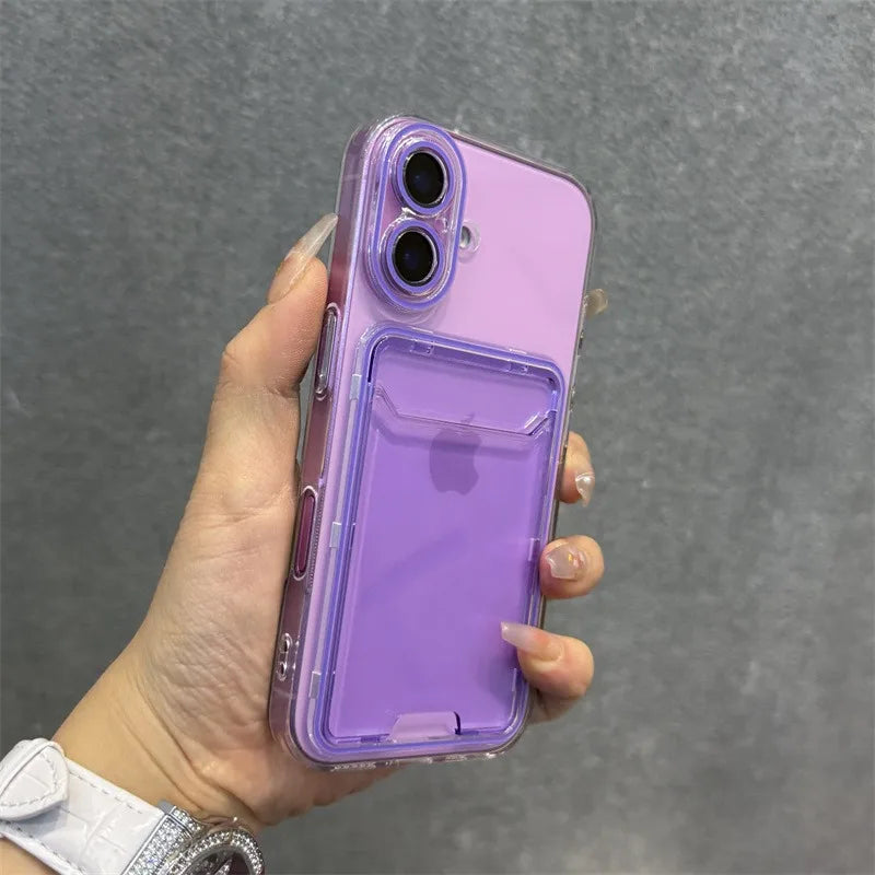 Transparent Card Holder Slot Case  For iPhone
