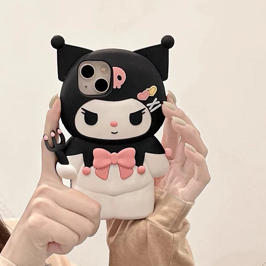 Cute 3D Kawaii Dark Kuromi Style Cartoon Silicon Soft Phone Case