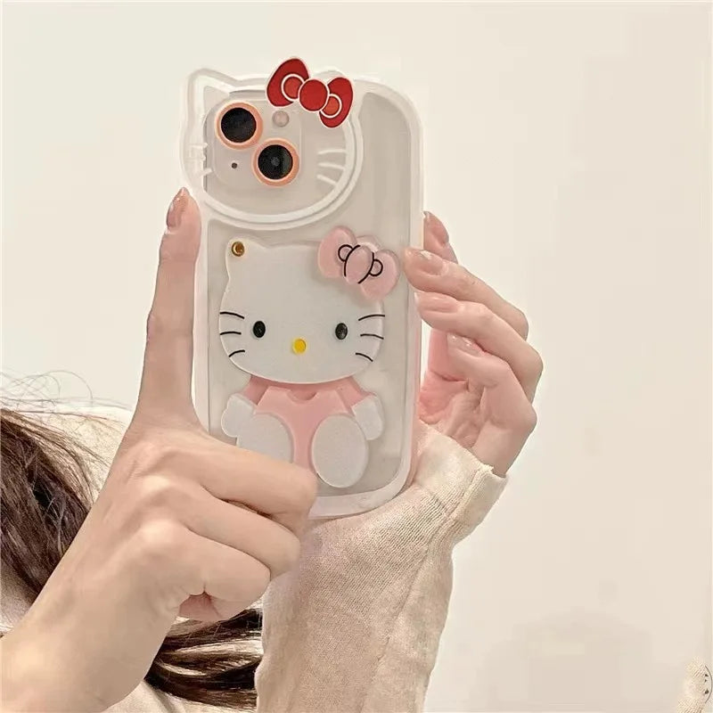 Hello Kitty Kawaii Head Mirror Phone Case For iPhone