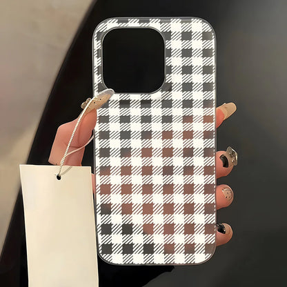 Black White Plaid Pattern Matte Clear Phone Case For iPhone
