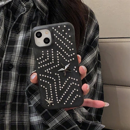 Luxury Metal Star Denim Cloth Phone Case