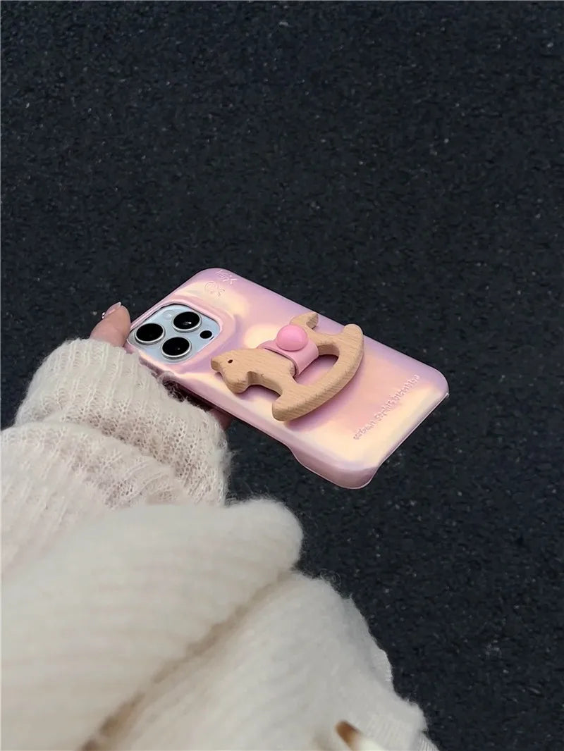 Luxury Urbans Buffer Horse Ring Leather PU Hard Phone For iPhone