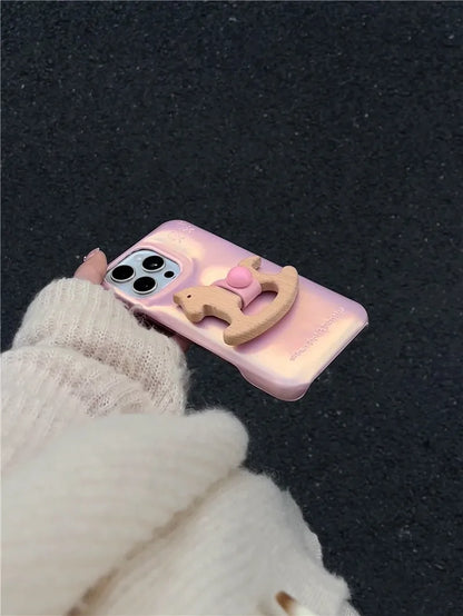 Luxury Urbans Buffer Horse Ring Leather PU Hard Phone For iPhone