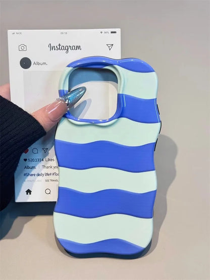 Cute Glossy Wave Pattern Hit Color Stripe Phone Case