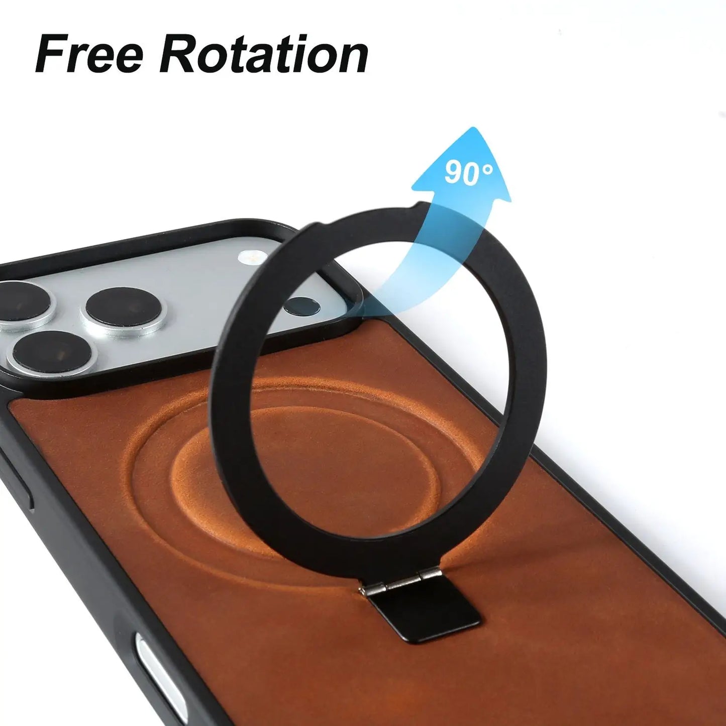 Magnetic Rotating Bracket Genuine Leather Phone Case For iphone