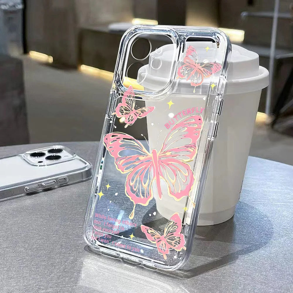 Transparent Butterfly Shockproof Phone Case For iPhone