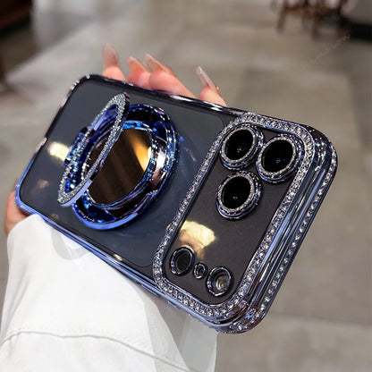 Bling Glitter Diamond Mirror Magnetic Case For iPhone