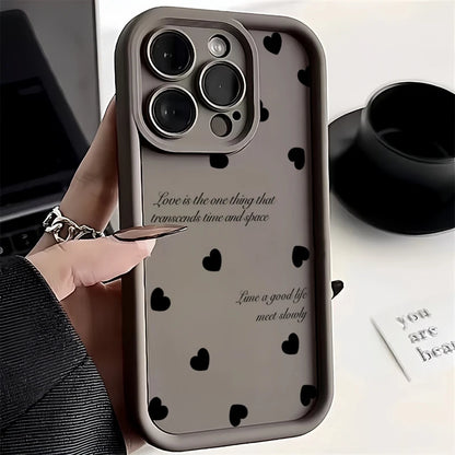 Luxury Black Full Screen Love Heart Phone Case