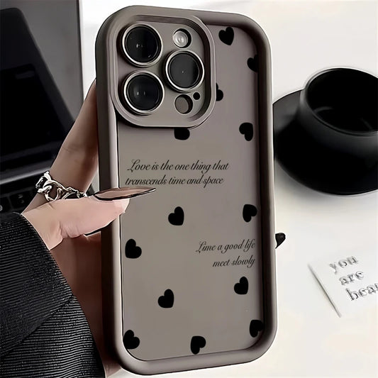Luxury Black Full Screen Love Heart Phone Case