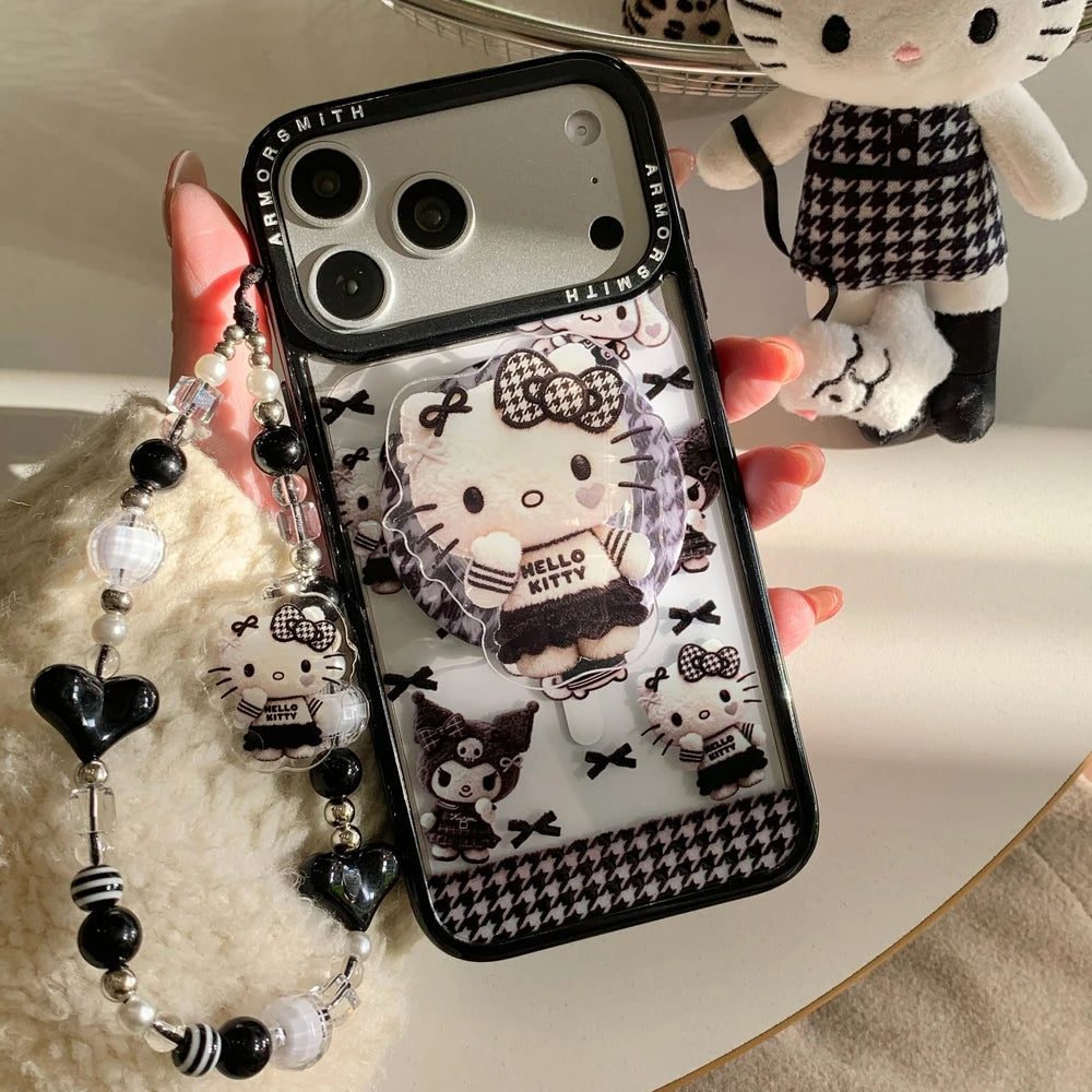 Magnetic Holder Wireless Charge Sanrio Hello Kitty Kuromi Melody Phone Case For iPhone