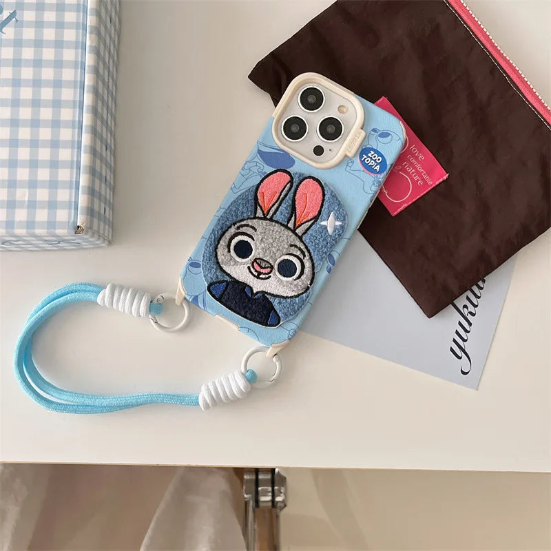 Zootopia Phone Case Cartoon Wrist Strap Judy Rabbit iPhone