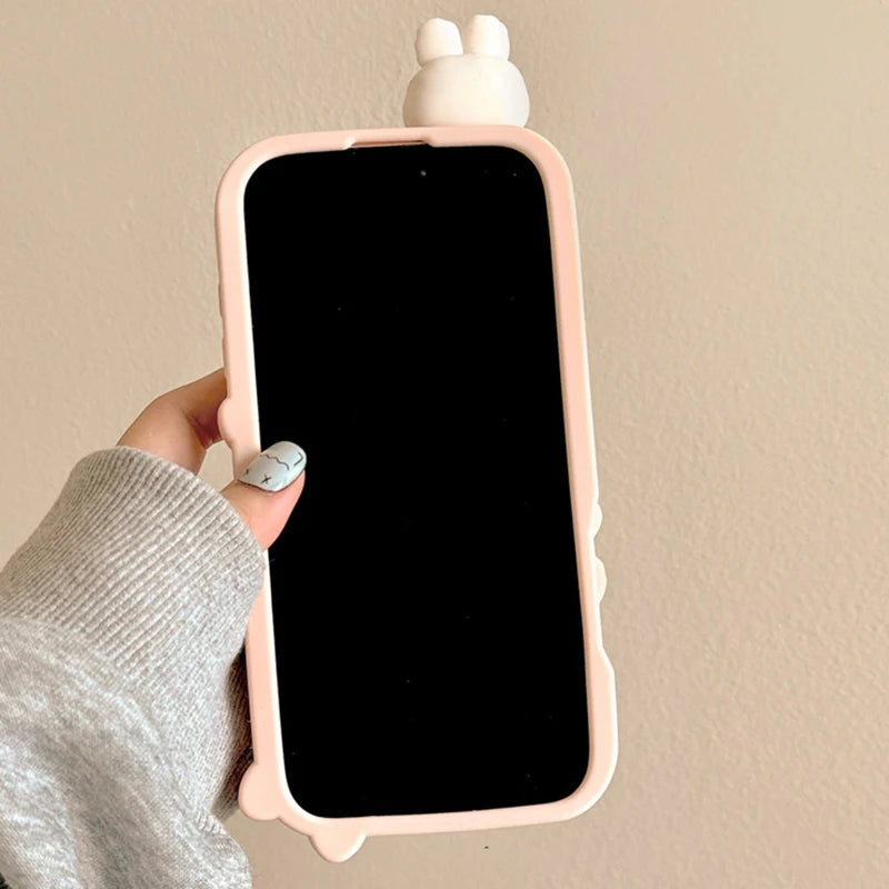 Cartoon Cute Pink Rabbit Soft Silicone Phone Case