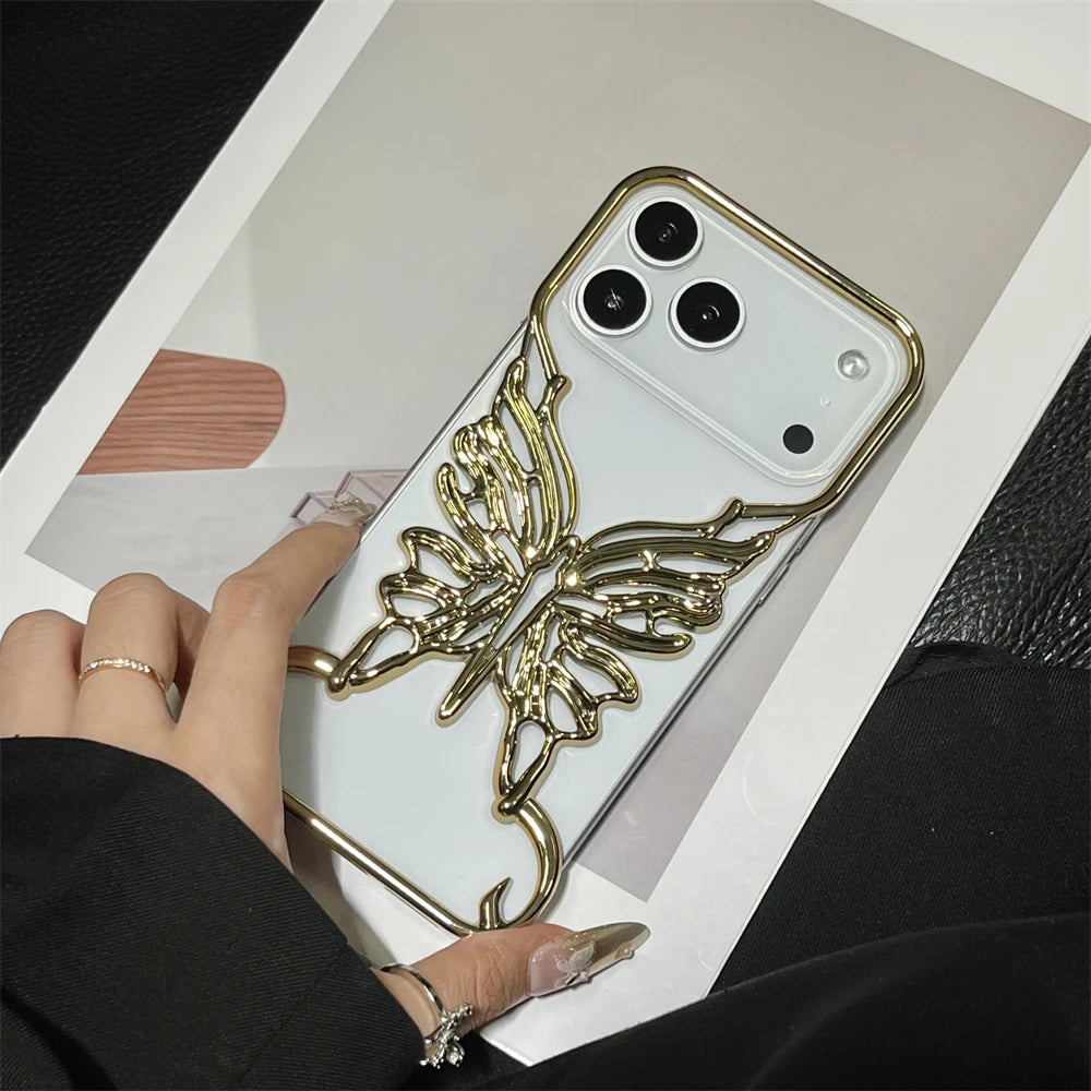 Plating Hollow Butterfly Pattern Case For iPhone