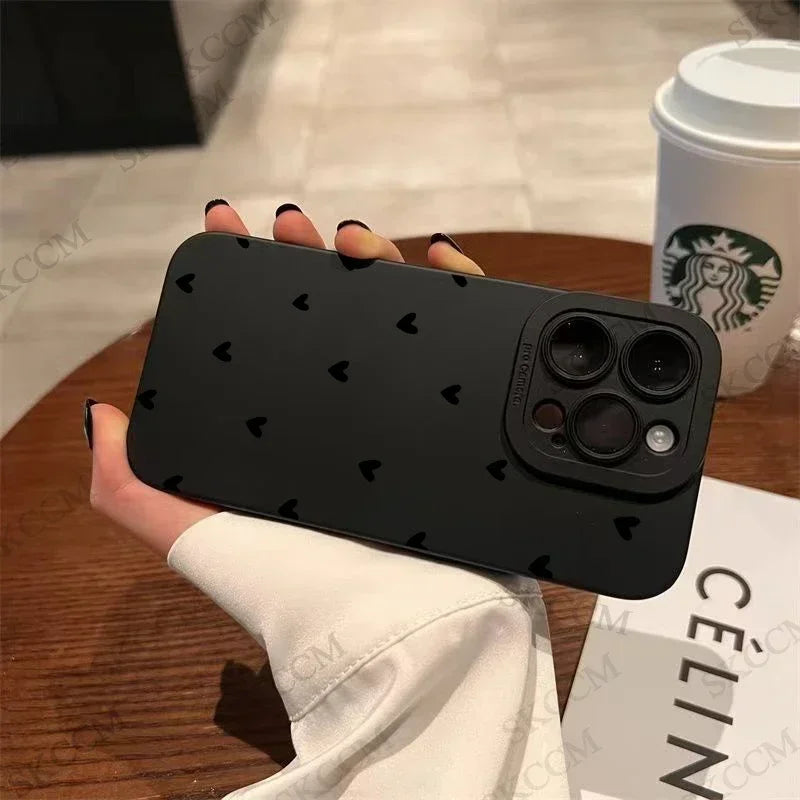 Black Love Heart Phone Case For iPhone