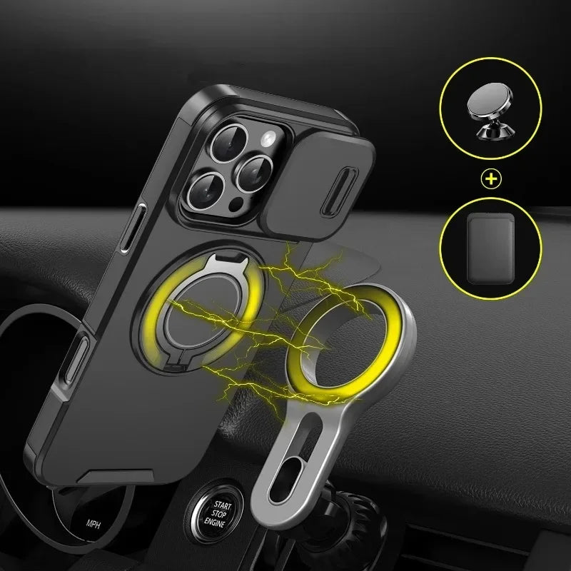 Heavy-Duty Rugged Armor Magnetic Bracket Phone Case For iPhone