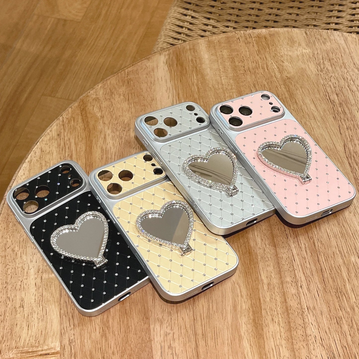 Luxury Leather Pattern Starry Sky Heart Support Phone Case For iPhone