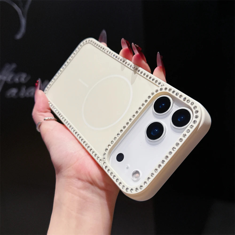 Luxury Diamond For Magsafe Wireless Charge Transparent Case For iPhone