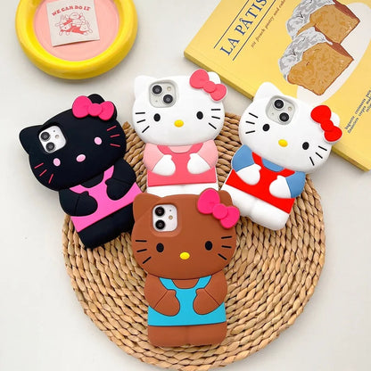 Hello Kitty Cartoon 3D Bow Phone Case For iPhone