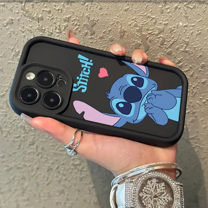 Stitch Happy Cute Phone Case Soft Cover Cartoon For iPhone