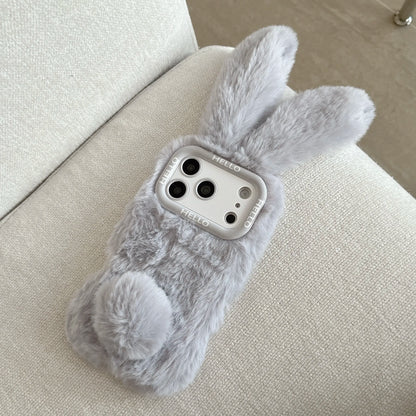 Adorable 3D Long-Eared Rabbit Shaped Plush Phone Case For iPhone