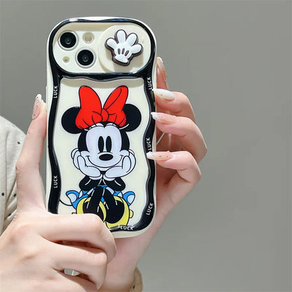 Cute Mickey Minnie Push Window Phone Case Compatible With iPhone