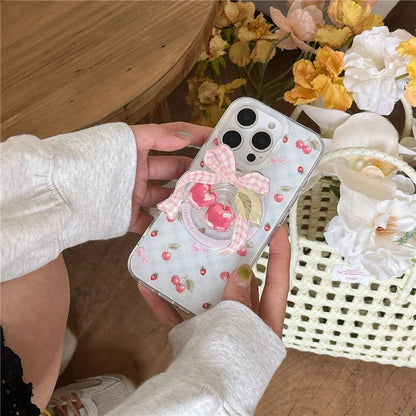 Cute Bow Cherry Magnetic Phone Case