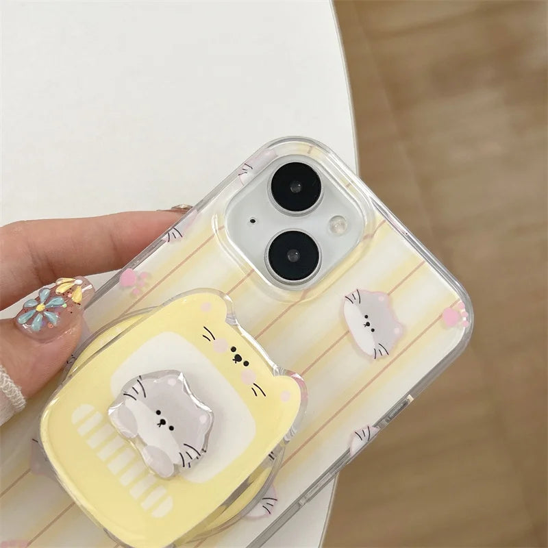 Cute Stripes Cat Magnetic Phone Case