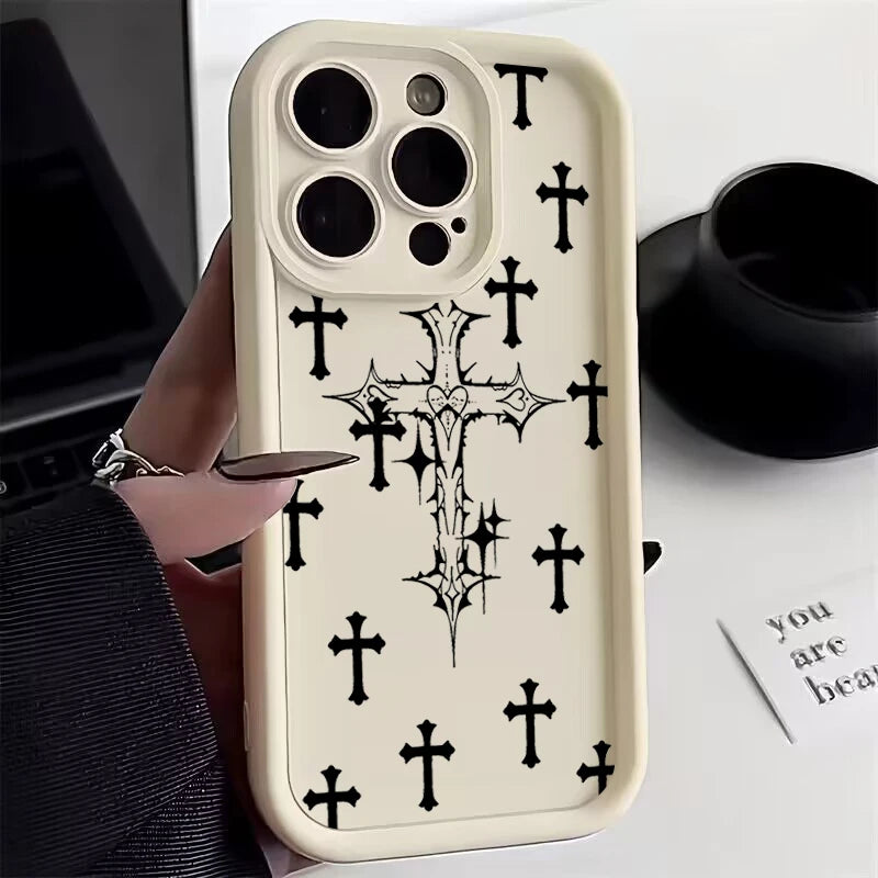Luxury Black Cross Print Phone Case
