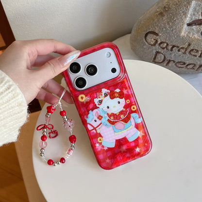 Luxury Cute Double Red Layer Printed Pony Kitty Hot Sale Phone Case For iPhone
