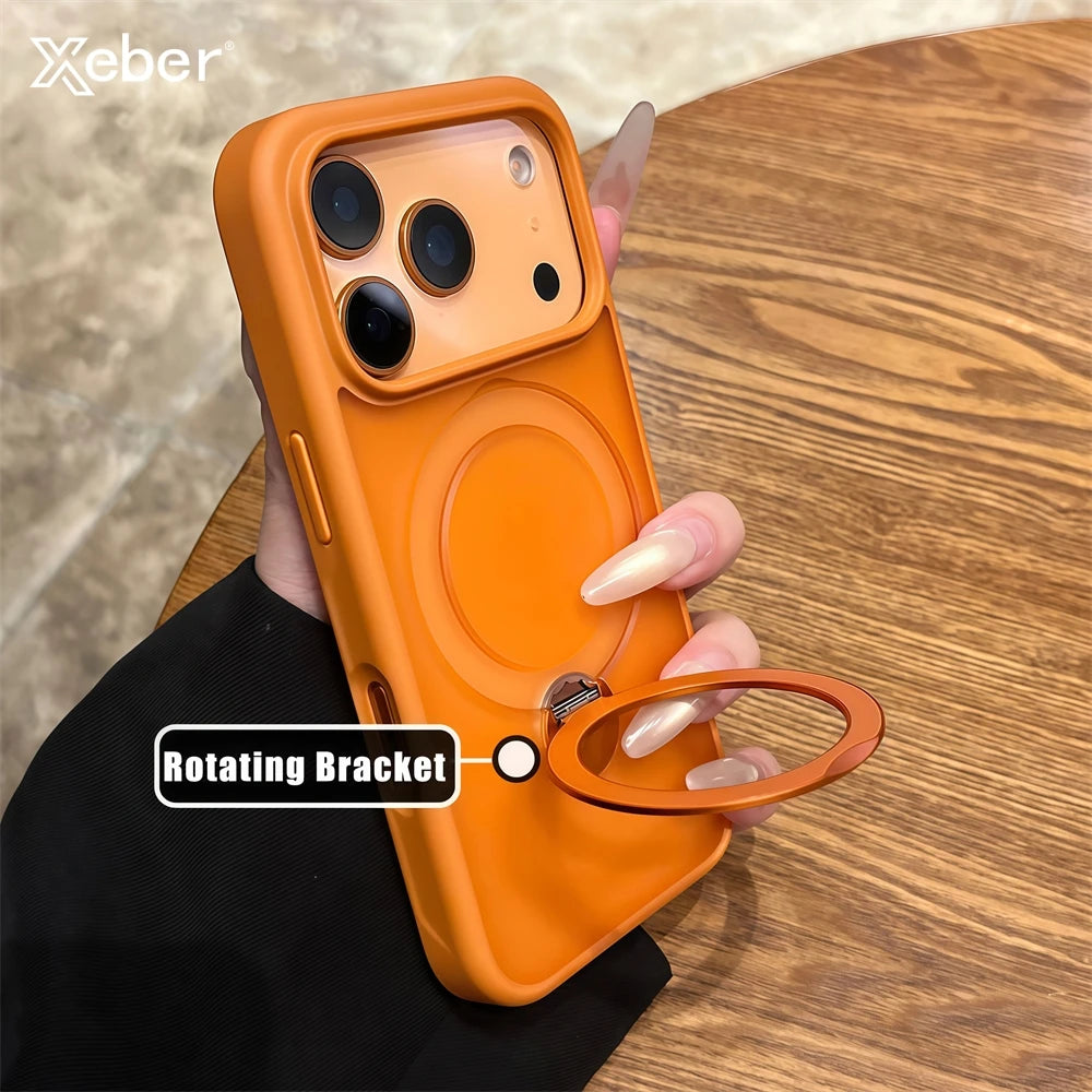 Matte Rotate Holder TPU Case For iPhone