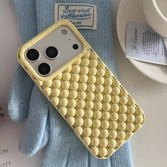 Luxury Advanced 3D solid Candy Color Pearl Round Bead Phone Case For iPhone